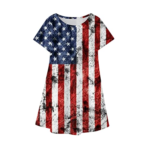 Beziun Roupas infantis para meninas de 4 de julho com estampa de estrelas do dia independente, manga