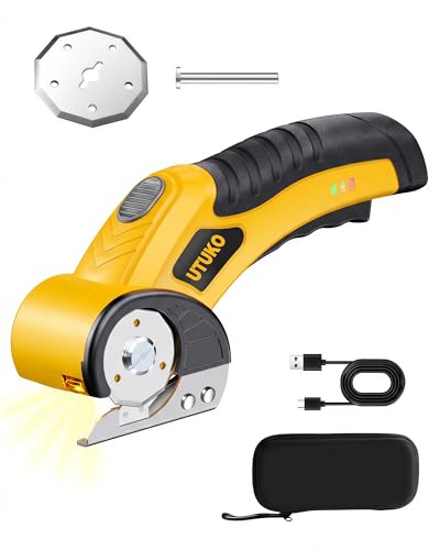 Image of Electric Cardboard Cutter, 800RPM High-Power Brushless Motor, 3500mAh Cordless Rechargeable Electric Scissors, Heavy Duty Box Cutter for Cardboard & Carton,Yellow