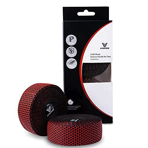 Viaron Honeycomb Silicon And Texture Surface Eva Foam Handlebar Tape For Road Bike (Black&Red) #TOP4