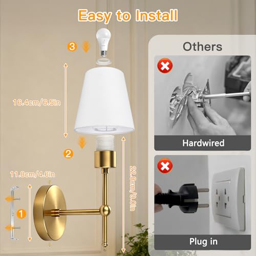 Dehobo Battery Operated Wall Lights Set Of 2, Rechargeable Led Wall Sconces With Fabric Shade, Dimmable Wireless Lamp With Remote, 3CCT 12 Rgb, Modern Indoor Decor For Bedroom Living Room Hallway - 6