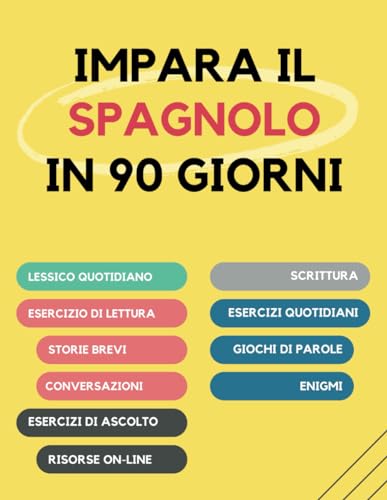 Impara lo spagnolo in 90 giorni: Esercizi quotidiani di arricchimento del vocabolario, lettura, scrittura e pronuncia (Italian Edition)