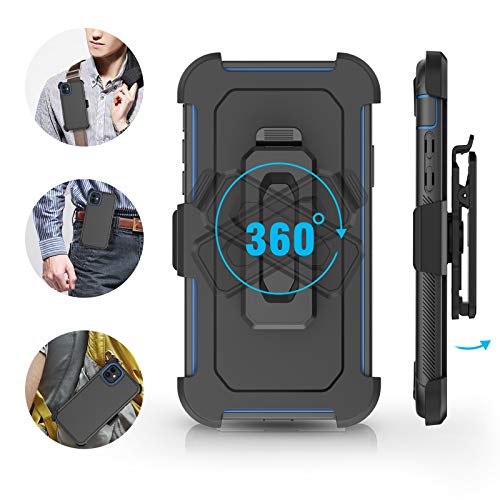 Bentoben Iphone 11 Case,Phone Case Iphone 11,Heavy Duty Shockproof Full Body Rugged Hybrid Hard Pc Bumper Drop Protective Men Boys Girls Iphone 11 Cover With Kickstand Belt Clip Holster,Blue/Black #TOP2