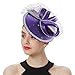 Women Satin Fascinator Fashion Hair Rhinestone Tea Party Dress Hat Church Hat With Veil Silver One Size
