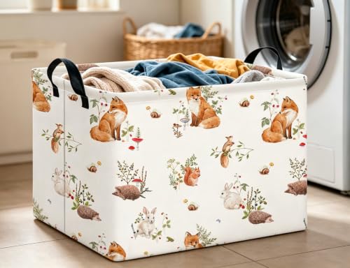 Image of CLOCOR Rectangular Storage Basket,Collapsible Storage Bin,Waterproof Books Box(Fox)