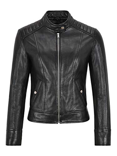 Veste en cuir véritable femme pour un look biker urbain au quotidien 7303