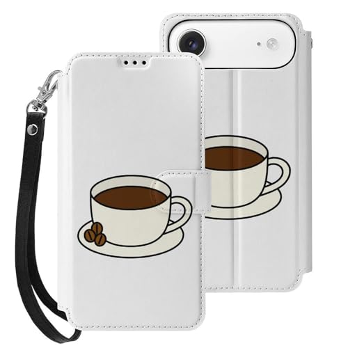 iPhone17 Air用ケース コーヒーとコーヒー豆 アイフォン17 Air用ケース 手帳型 財布型 PUレザー おしゃれ スマホケース カード収納 スタンド機能 ワイヤレス充電対応 兼用ケース 贈り物