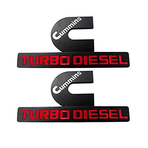 NOI 2Pcs Cummins turbo badge logo 3D metal matte texture nameplate replacement modified car decoration sticker compatable for 2500 3500 nameplate Mudguard sign