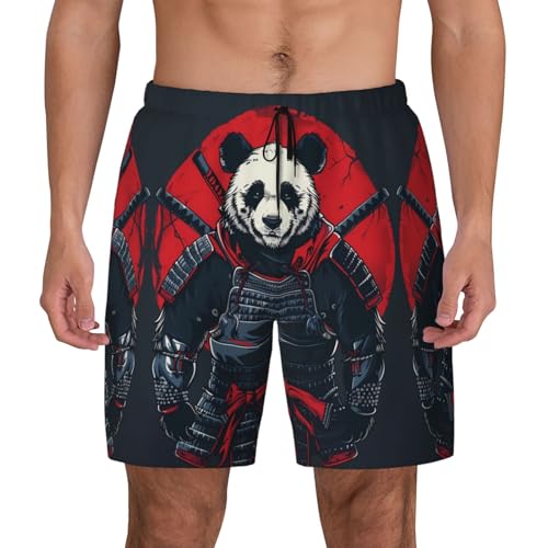 Red Black Eastern Panda Warrior Funny Men's Swim Trunks Board Shorts Quick Dry-