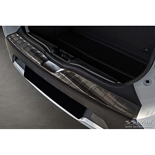 Avisa Protector del Parachoques Trasero Inoxidable Noir Compatible con Dacia Spring 2020- 'Ribs'
