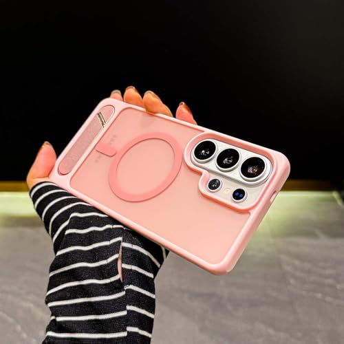 Étui compatible avec Samsung Galaxy S26 rose silicone magnétique mat antichoc béquille
