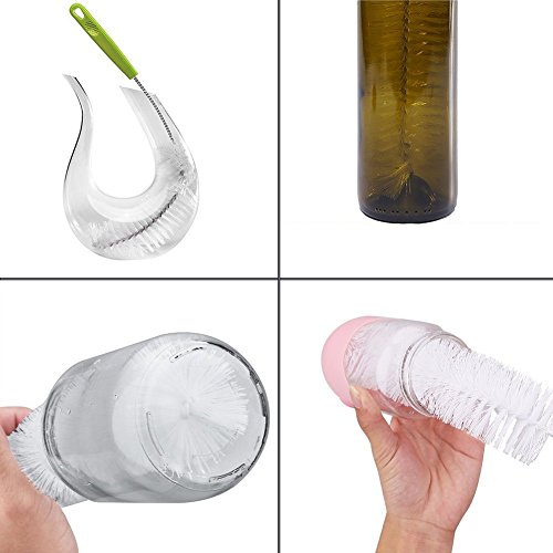 Image of Long Bottle Brush, 17 in Bendable Cleaner Brushes for Cleaning Neck Beer Bottles, Wine, Baby Bottles, Water Bottles, Tumblers, Flask, Bird Feeder, Vase, Pipes and Brewing Supplies 7 Pack