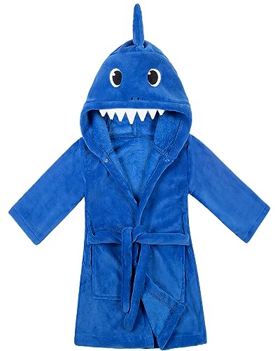 Absmm AB-SM200706 Boys Girls Cartoon Blue Shark Hooded Bathrobe Toddler Robe Pajamas Sleepwear cover