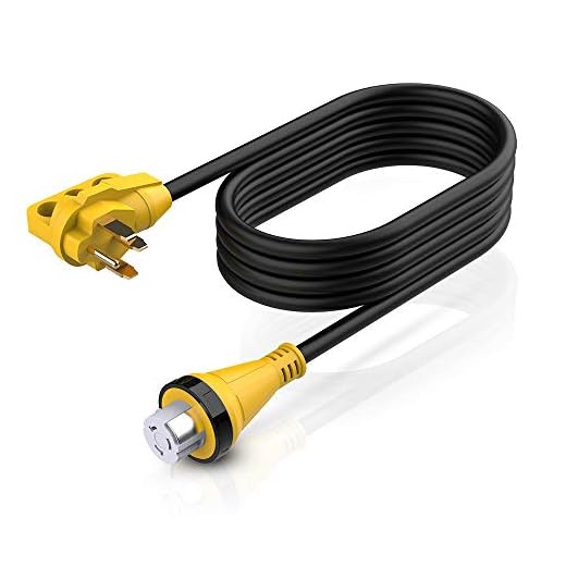 BougeRV 50 Amp 15Ft Generator Power Cord, 6/3+8/1 RV Temp Extension Cord with Nema 14-50P Elbow Plug, Nema NEMA SS2-50R Receptacle Twist Lock Connector for RV Truck Trailer Motorhome Camper Outdoor