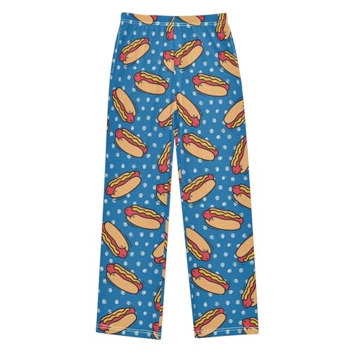 Cute Hot Dog Ketchup Pajama Pants Long Sleep PJ Pant Pajama Bottoms Elastic Waist Lounge Pants with 2 Pockets S