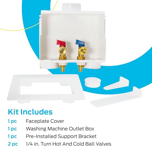 Image of Eastman 1 /2 Inch Crimp PEX Connection x 3 /4 Inch MHT Washing Machine Outlet Box, Push to Connect Brass Plumbing Fittings, Double Drain, 60245