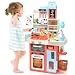 HOLYFUN Kids Kitchen Playset, Kitchen Set for Toddler with Sound and Light, Cooking Stove with Steam, Play Sink and Toy Kitchen Accessories, Pretend Kitchen Toys for Kids Girls Boys, Pink
