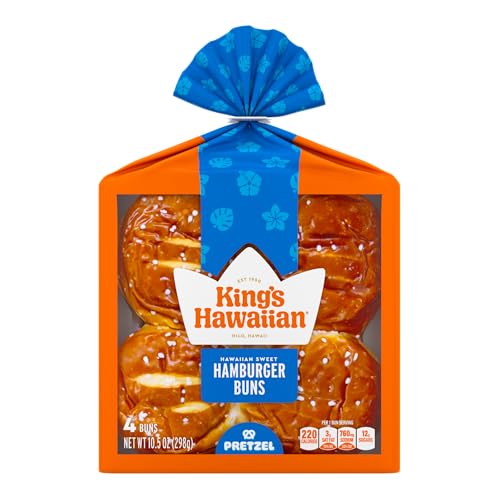 King's Hawaiian Pretzel Hamburger Buns, 4 ct, 10.5 oz