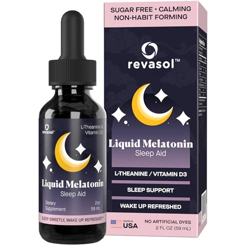 Revasol Liquid Melatonin Sleep Aid, L-Theanine & Vitamin D3, Dietary