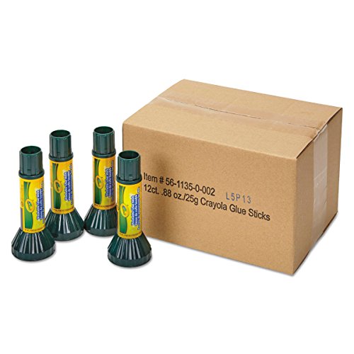 Crayola Washable Glue Stick, 0.88 oz, Dries Clear, Pack of 12 (56-1135)