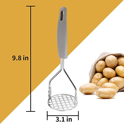 Image of YANCI Potato Masher, Stainless Steel Ricer Kitchen Gadget with Non-Slip Handle, Masher Utensil for Mashed Pav Bhaji, Vegetables, Fruits & Baby Food, Random Color, Pack of 2