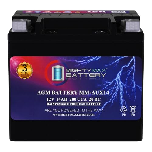 Mighty Max MM-AUX14 AGM Battery - 12V 14Ah, 200 CCA For Mercedes-Benz GL450 (2013+) Auxiliary Power