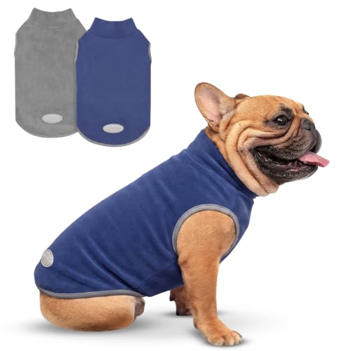 Image of cyeollo 2 Pack Fleece Dog Sweater Pullover Lightweight Reflective Jacket