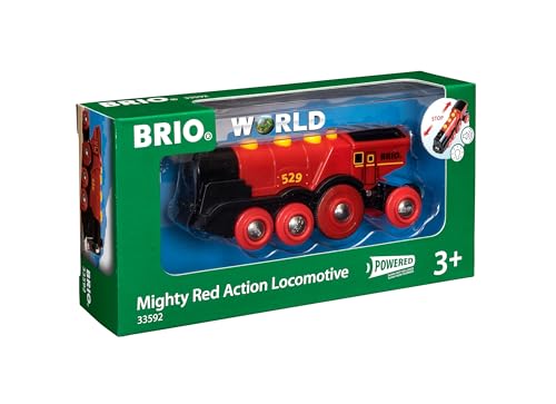 BRIO World - 33592 - Locomotive rouge puissante à piles - Train électrique son et lumière - Pour circuit de...