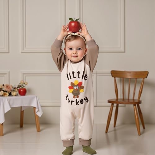 My First Thanksgiving Baby Boy Girl Outfit Little Turkey Romper Jumpsuit Cute Newborn Thanksgiving Clothes3