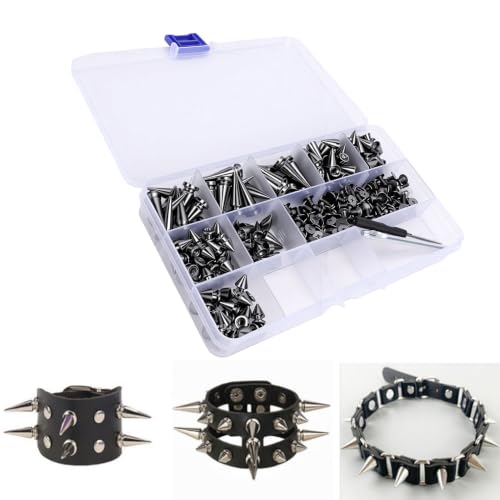 Remaches punk kit de 180 unidades con punzón para reparar botas de piel 3