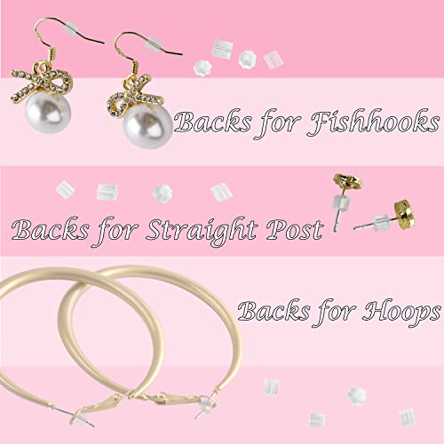 Silicone Earring Backs, 200Pcs Soft Earring Stoppers, Clear Earring Backing Replacement For Stud Post Fishhook Earrings, Hypoallergenic #TOP3