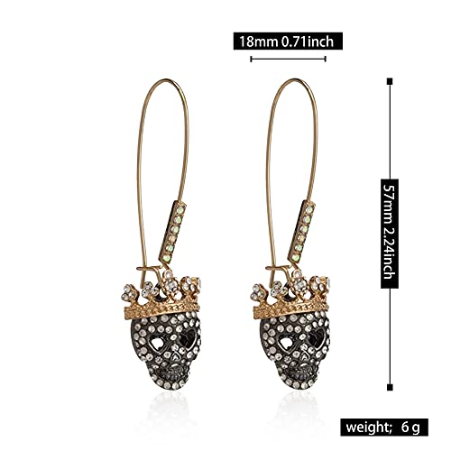 Skull Dangle Earrings Halloween Women Skeleton Long Ear Drop Earrings Stud Halloween Costume Accessories Goth Punk Dangly Hip Hop Rock Ear Piercing Skull Jewelry for Women Men4