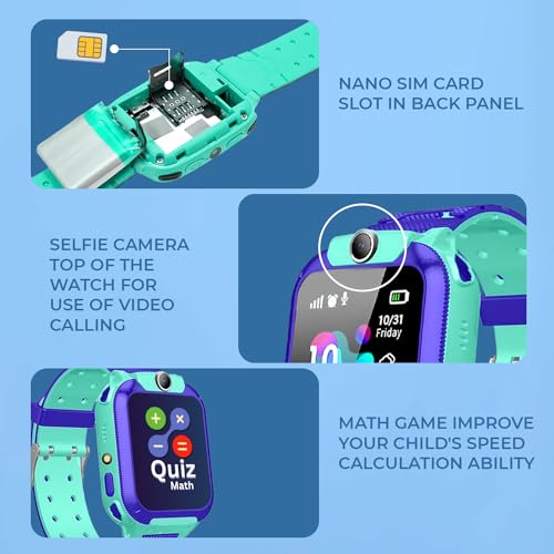Image of GameSir Kids Smartwatch for Boys & Girls, Men & Women, Sim Card Support, Location Tracker /GPS System, Music Player, Camera, Video,Notification, Alarm, Waterproof, Calling Smart Watch-Blue