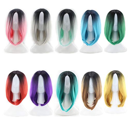 Beaupretty Perucas curtas retas perucas de renda frontal, perucas de festa para mulheres negras, cos