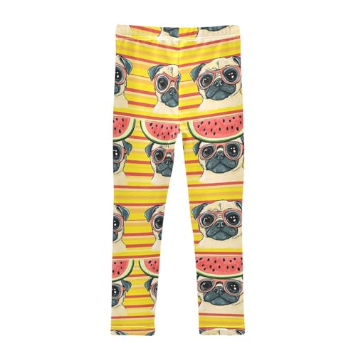 Wusikd Pug Dogs Girls' Leggings Toddler Doodles Big Eyes Kids Yoga Pants Dance Active Tights 4T2
