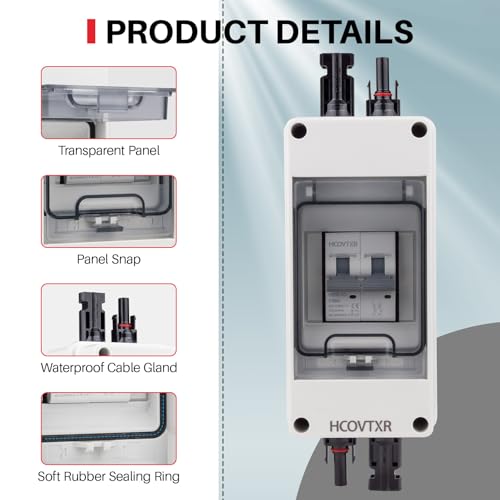 Image of Solar Disconnect Switch 60A 550V PV Disconnect Switch Miniature Circuit Breaker IP65 Outdoor Waterproof Disconnect Box for RV Solar Panel and Off-Grid System (60A 550V)