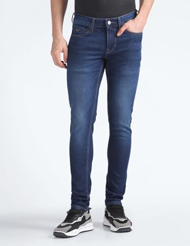 Image of Flying Machine Men's Skinny Fit Jeans| Solid | Mid Rise | Stretchable | Jeans for Man