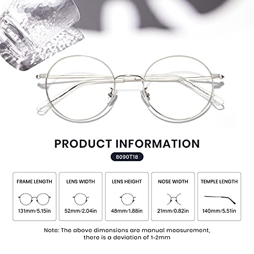 Image of Cyxus Blue Light Blocking Glasses Round Metal Frame Computer Glasses | Blue light blocking glasses featuring round metal frame, comfortable fit and versatile use for work, study and entertainment