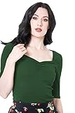 Hell Bunny Philippa Vintage Style Jersey Top - Dark Green (4XL)