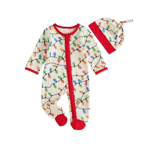 Ayalinggo Christmas Baby Boy Outfit My First Christmas Lamp Waffle Knit Romper Onesie Newborn Fall Winter Clothes (Beige lamp Newborn)