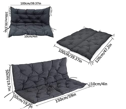 Swing Replacement Cushions Waterproof Bench Cushion For Outdoor Furniture Porch Soft Swing Cushions With Ties, Comfy Patio Chair Cushion Garden Decoration Lawn Chair Pads ( Lake Blue 60*40In/150*100Cm #TOP2