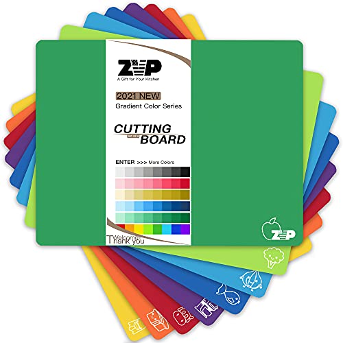 ZVP Plastic Cutting Boards for Kitchen, Flexible Cutting Mats, Colorful