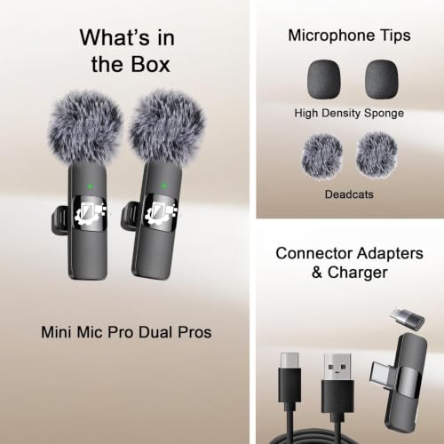 Image of GADGETSWEAR Dual Wireless K9 Lavalier Microphone Plug and Use for YouTube Recording Video, Collar Bluetooth Mic for Vlogging, Portable & Compatible Android, iPhone