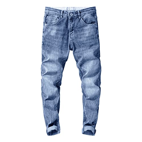 Men's Skinny Slim Fit Stretch Jeans Stylish Washed Tapered Leg Denim Pants Classic Vintage Pencil Jean Trousers