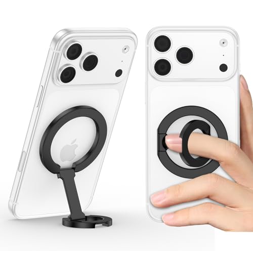 PENGARO Phone Ring Holder for MagSafe Phone Grip Magnetic Cell Phone Grip Magnetic Finger Ring Phone Kickstand Ring Stand for iPhone 17 16 15 14 Air Accessories Android Mag Car Mounts Black