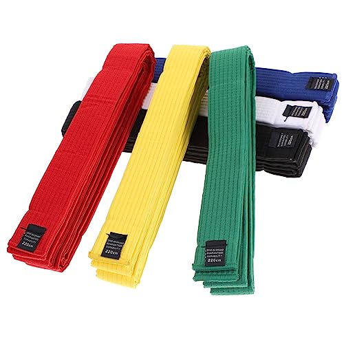 SKISUNO 6pcs Taekwondo Karate Belts Set Adjustable Cotton Waistbands in Assorted Colors for Martial Arts Training Suitable for Adults and Boys and Girls