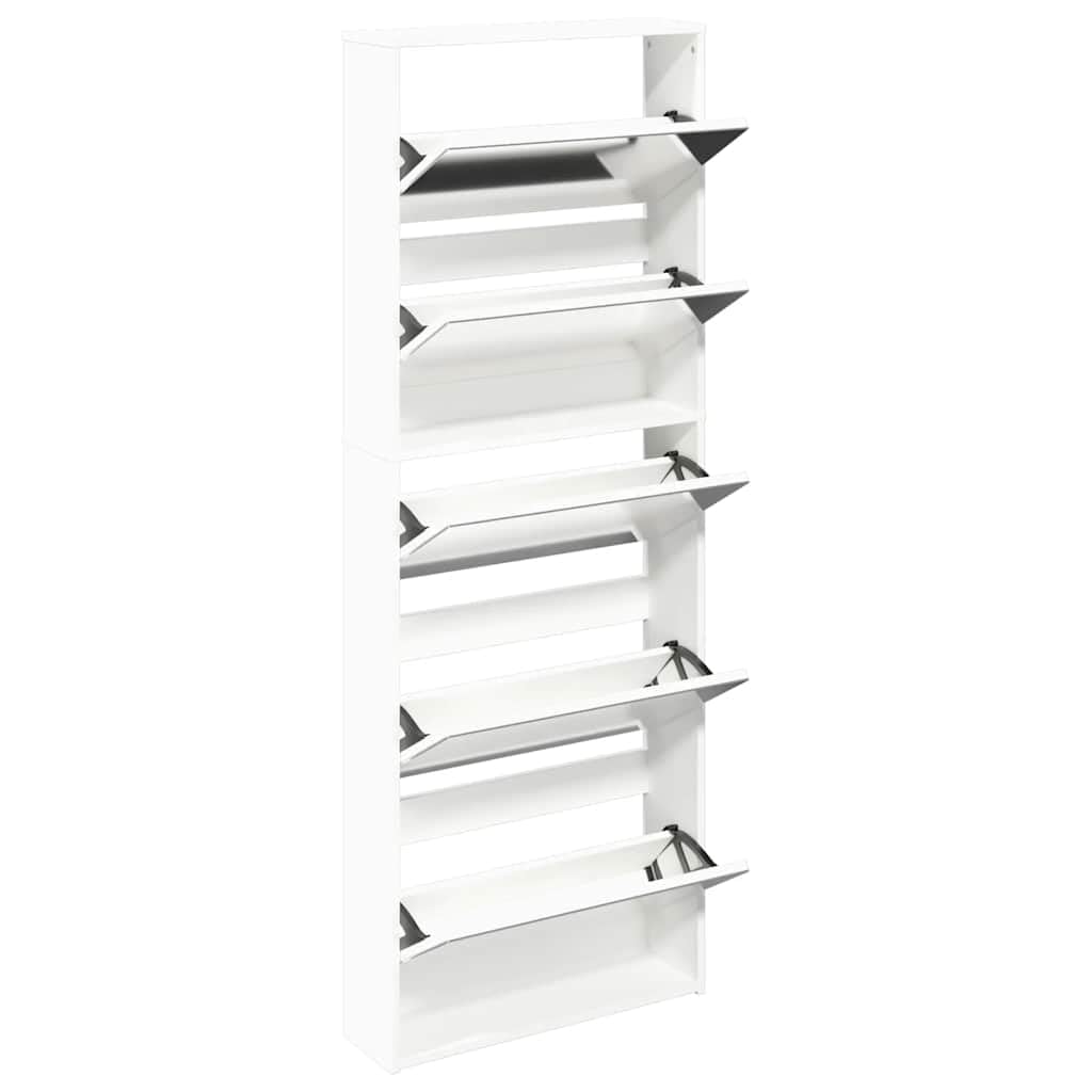 vidaXL Mueble Zapatero 5 Cajones con Espejo Organizador Mobiliario Salón Dormitorio Sala de Estar Almacenamiento 63x17x169,5cm Blanco