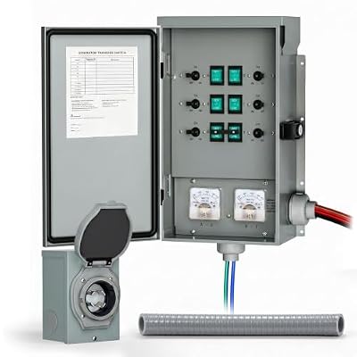 POOAMY 30Amp Generator Manual Transfer Switch 6-Circuits, 120/240V, 7500Watts, NEMA 3R, Heavy Duty Safety Switch for Indoor and Outdoor Use