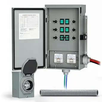 POOAMY 30Amp Generator Manual Transfer Switch 6-Circuits, 120/240V, 7500Watts, NEMA 3R, Heavy Duty Safety Switch for Indoor and Outdoor Use