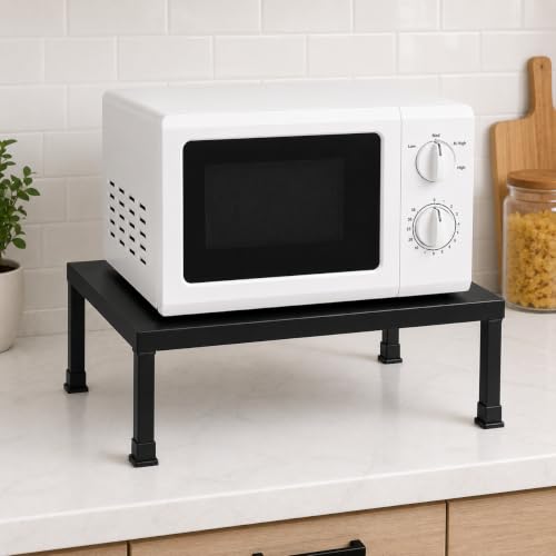 Image of Niyara Multipurpose 2-Tier Microwave Oven Stand Rack | Heavy Duty Metal Kitchen Storage Shelf Organizer with Side Hooks for Utensils, Jars & Appliances (SINGLE LAYER)