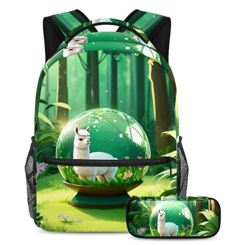 Sac à dos d'alpagas multicolore pour adolescents, cartable et trousse fille